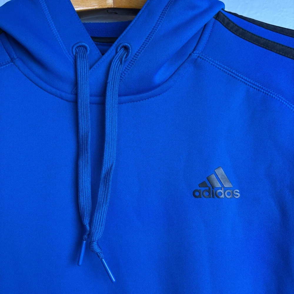 Adidas Climawarm‎ Hoodie Men's Medium Royal Blue Black 3 Stripe Pullover